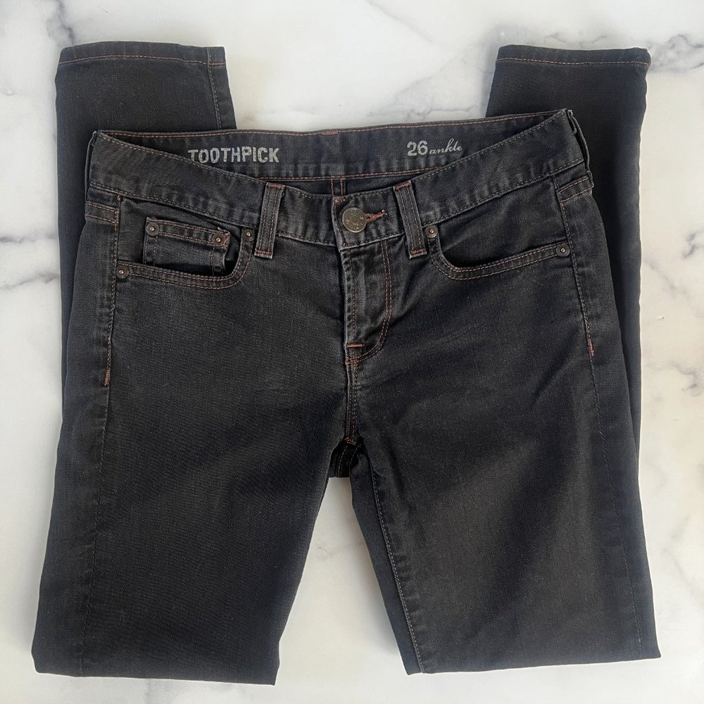 J. Crew Ankle Toothpick Jeans, Dark Indigo, Size 26 - Picture 5 of 8